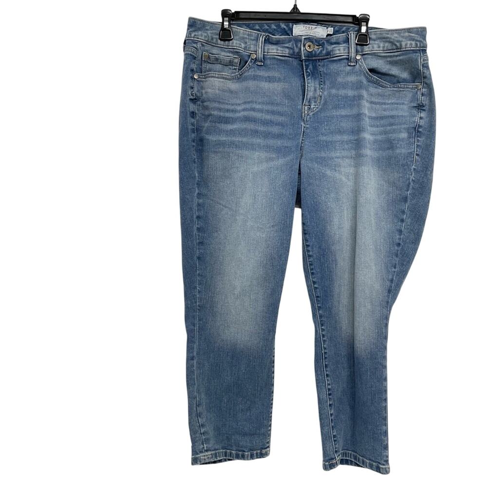 Torrid Light Wash High Rise Cropped Skinny Jeans Womens 16 Blue Denim Zip Fly